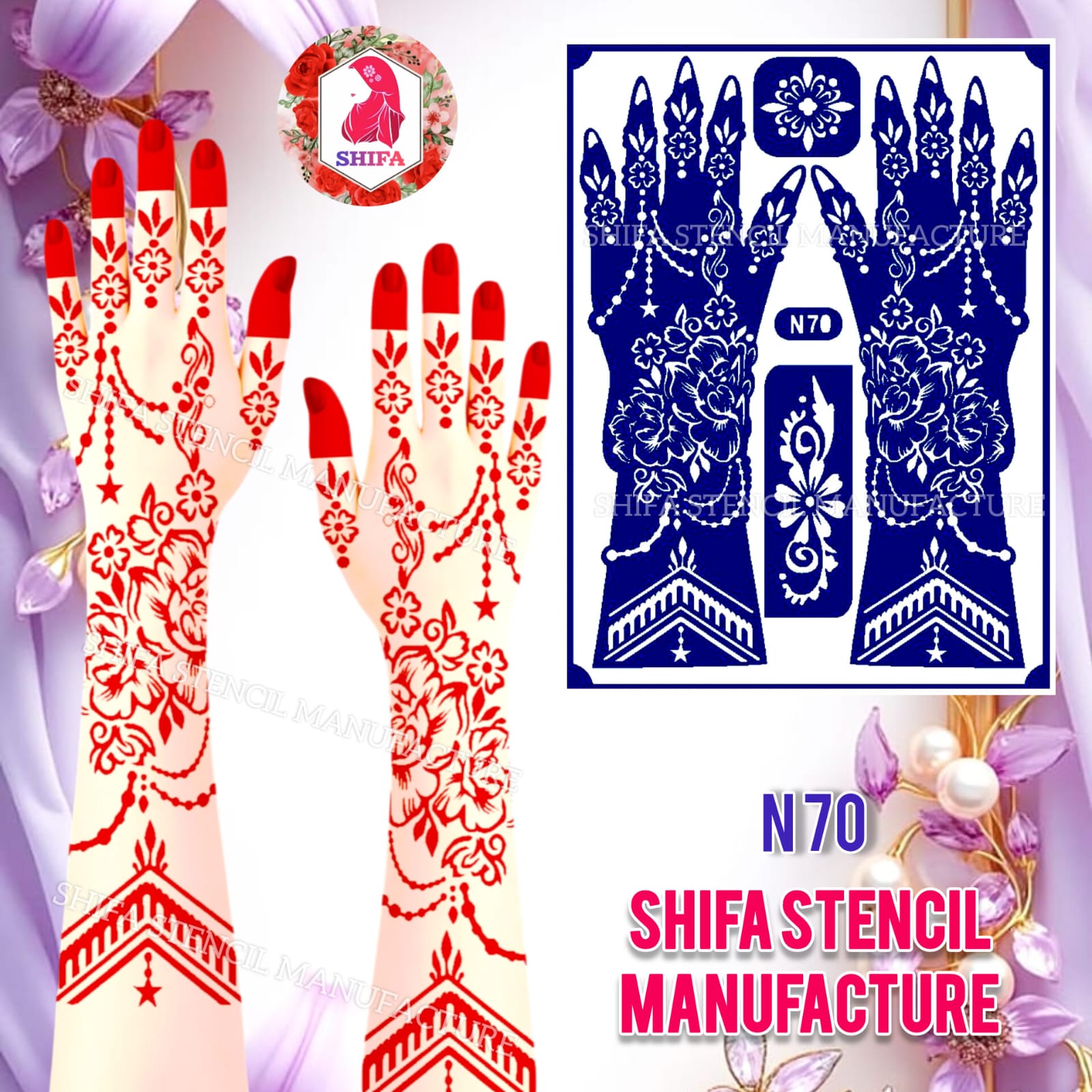 N70 Eternal Bloom - Sticker Overview - Shifa Stencil Manufacturer